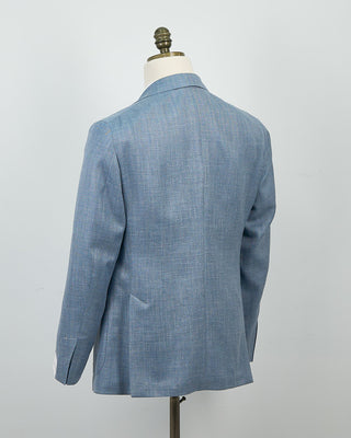 Luigi Bianchi Mantova Loro Piana Summertime Tonal Herringbone Jacket Light Blue 1368