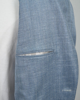 Luigi Bianchi Mantova Loro Piana Summertime Tonal Herringbone Jacket Light Blue 1373
