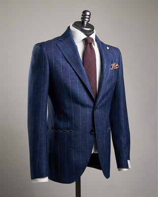 Luigi Bianchi Mantova Heathered Navy Stripe Wool Suit Blue 3 1675