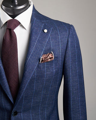 Luigi Bianchi Mantova Heathered Navy Stripe Wool Suit Blue 4 1674