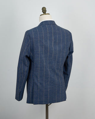 L.B.M. 1911 Wool Silk  Linen Lightweight Summer Stripe Soft Suit Blue 1414
