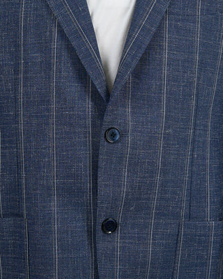 L.B.M. 1911 Wool Silk  Linen Lightweight Summer Stripe Soft Suit Blue 1415