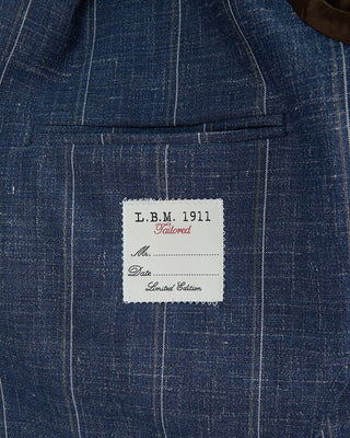 L.B.M. 1911 Wool Silk  Linen Lightweight Summer Stripe Soft Suit Blue 1421