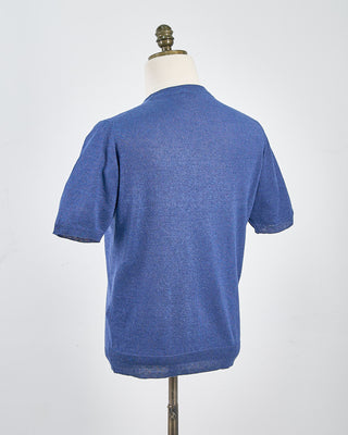Filippo De Laurentiis Liquid Linen  Cotton Crewneck T Shirt Denim 1566