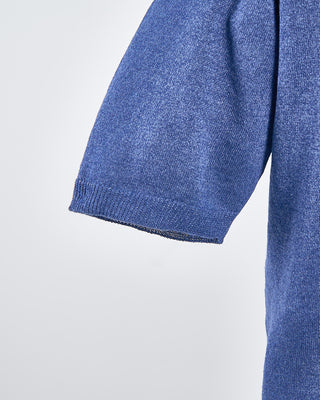 Filippo De Laurentiis Liquid Linen  Cotton Crewneck T Shirt Denim 1567