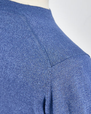 Filippo De Laurentiis Liquid Linen  Cotton Crewneck T Shirt Denim 1568