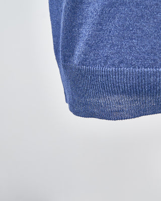 Filippo De Laurentiis Liquid Linen  Cotton Crewneck T Shirt Denim 1570