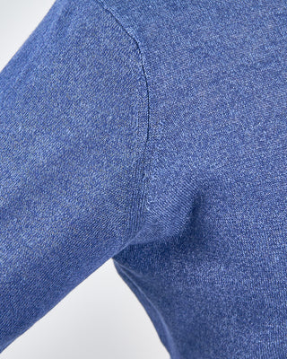 Filippo De Laurentiis Liquid Linen  Cotton Crewneck T Shirt Denim 1571