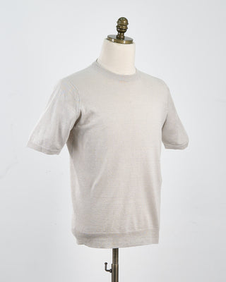 Filippo De Laurentiis Liquid Linen  Cotton Crewneck T Shirt Silver 1551
