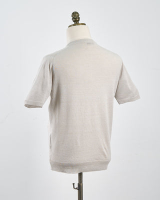 Filippo De Laurentiis Liquid Linen  Cotton Crewneck T Shirt Silver 1552