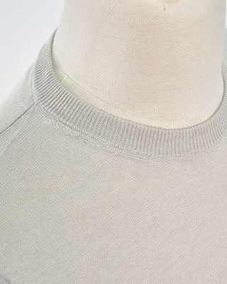 Filippo De Laurentiis Liquid Linen  Cotton Crewneck T Shirt Silver 1555