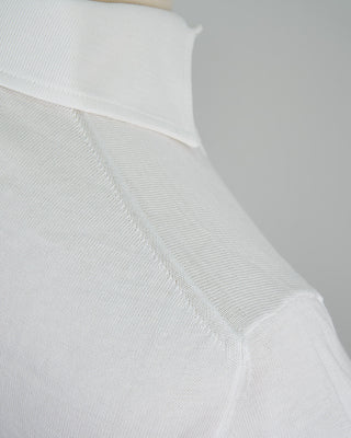 Filippo De Laurentiis Standup Collar Crêpe Cotton Polo Shirt White 1431