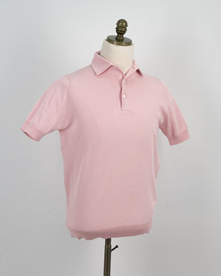 Filippo De Laurentiis Standup Collar Crêpe Cotton Polo Shirt Pink 1454