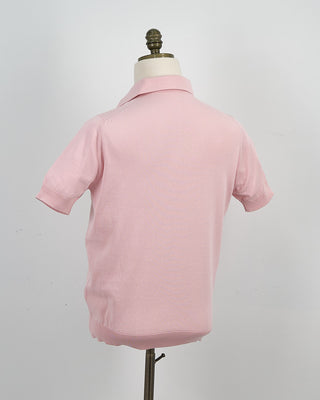 Filippo De Laurentiis Standup Collar Crêpe Cotton Polo Shirt Pink 1455