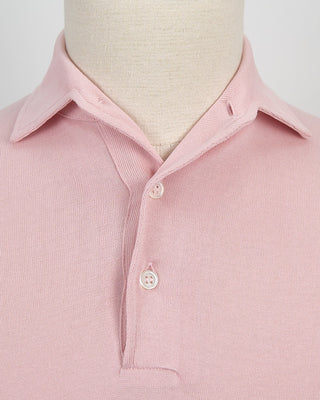 Filippo De Laurentiis Standup Collar Crêpe Cotton Polo Shirt Pink 1459