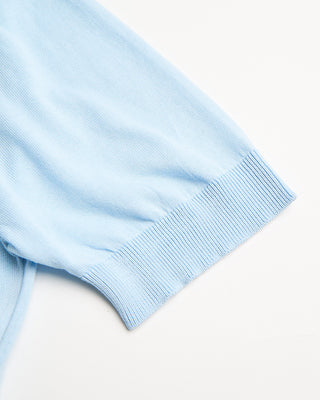 Filippo De Laurentiis Standup Collar Crêpe Cotton Polo Shirt Light Blue 4 195