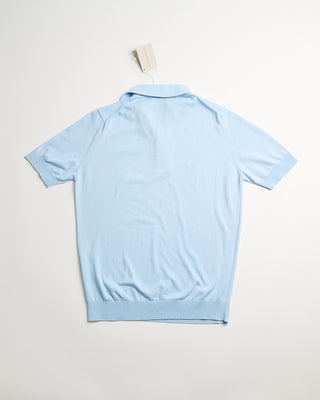 Filippo De Laurentiis Standup Collar Crêpe Cotton Polo Shirt Light Blue 6 194