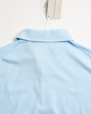 Filippo De Laurentiis Standup Collar Crêpe Cotton Polo Shirt Light Blue 9 193