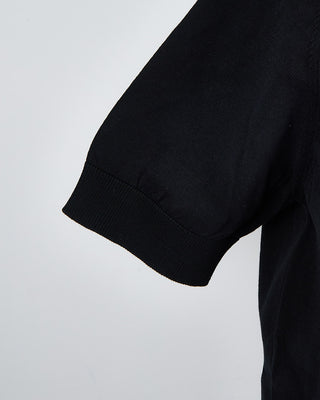 Filippo De Laurentiis Standup Collar Crêpe Cotton Polo Shirt Black 1497546