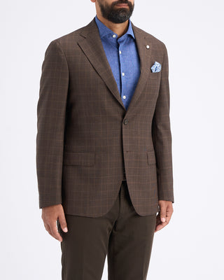 Luigi Bianchi Mantova Chocolate Brown Wool Check Sport Jacket Chocolate 13 11312