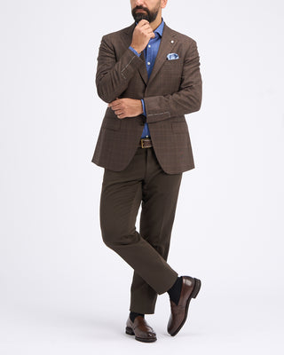 Luigi Bianchi Mantova Chocolate Brown Wool Check Sport Jacket Chocolate 2 11309