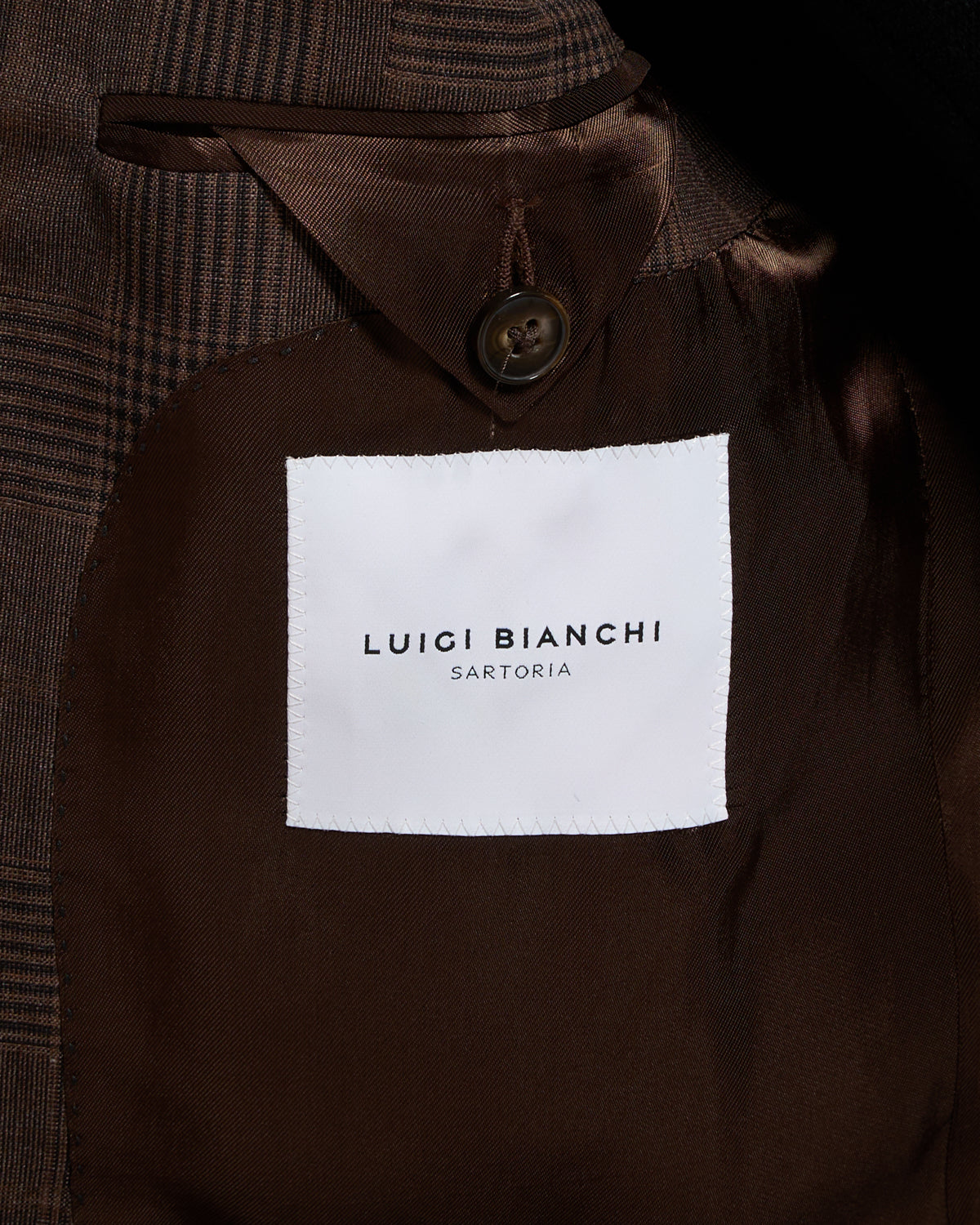 Luigi Bianchi Mantova Chocolate Brown Wool Check Sport Jacket
