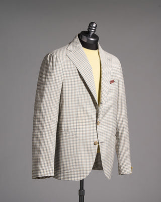 Gabo Napoli Salina Wool  Cashmere Gingham Neopolitan Jacket Grey  Tan 1 8961