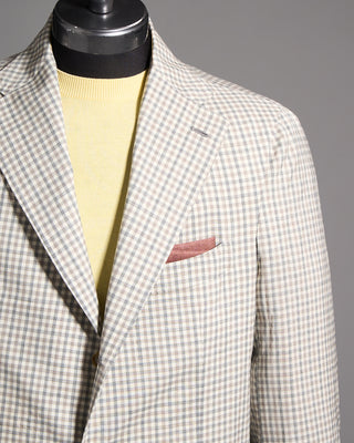 Gabo Napoli Salina Wool  Cashmere Gingham Neopolitan Jacket Grey  Tan 2 8965