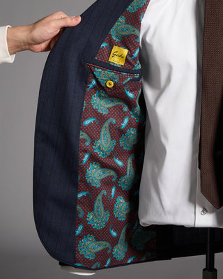 Gabo Napoli Hand Made Tonal Stripe Suit Navy 11 8996