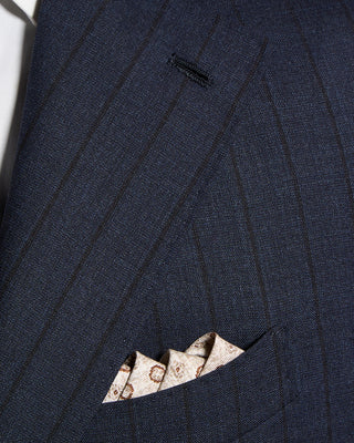 Gabo Napoli Hand Made Tonal Stripe Suit Navy 6 8993