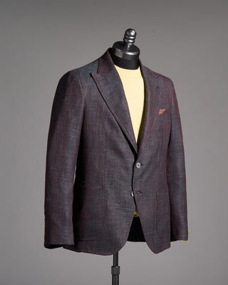 Gabo Napoli Salina Wool Silk  Linen Herrinbone Neopolitan Jacket Burgundy 1 8968