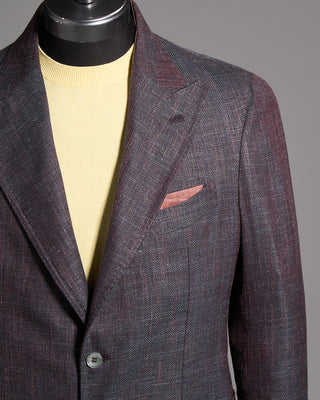 Gabo Napoli Salina Wool Silk  Linen Herrinbone Neopolitan Jacket Burgundy 3 8972