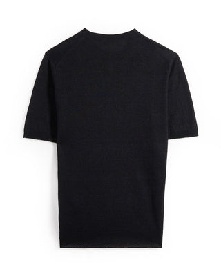 Filippo De Laurentiis Short Sleeve Linen  Cotton Crewneck Black 8 8863