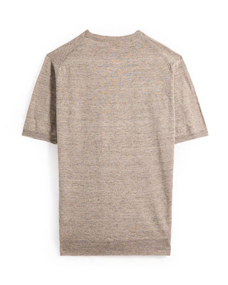Filippo De Laurentiis Short Sleeve Linen  Cotton Crewneck Taupe 8 8859