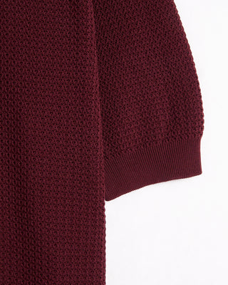 Filippo De Laurentiis Short Sleeve Cableknit Shirt Berry 3 8850