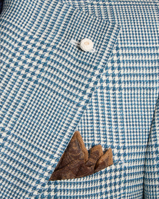 Luigi Bianchi Mantova Teal Glen Plaid Wool Silk Linen Sport Jacket Teal 3 7722