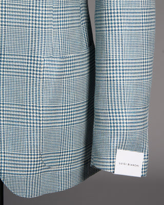 Luigi Bianchi Mantova Teal Glen Plaid Wool Silk Linen Sport Jacket Teal 5 7720