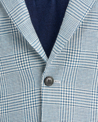 Luigi Bianchi Mantova Teal Glen Plaid Wool Silk Linen Sport Jacket Teal 6 11294