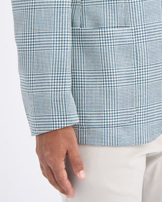 Luigi Bianchi Mantova Teal Glen Plaid Wool Silk Linen Sport Jacket Teal 8 11292