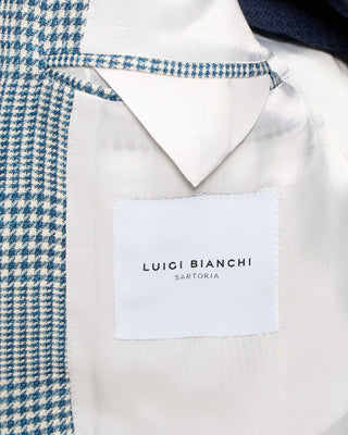 Luigi Bianchi Mantova Teal Glen Plaid Wool Silk Linen Sport Jacket Teal 8 7726