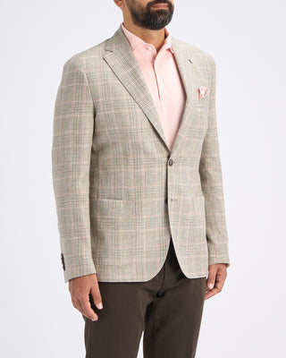 L.B.M. 1911 Glencheck Linen Wool Sport Jacket Multi 2 10919