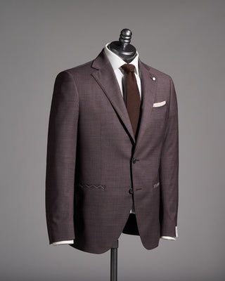Luigi Bianchi Mantova Micro Houndstooth Wool Stretch Suit Mauve 3 8997
