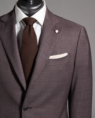 Luigi Bianchi Mantova Micro Houndstooth Wool Stretch Suit Mauve 5 9001