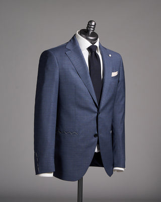 Luigi Bianchi Mantova Micro Houndstooth Wool Stretch Suit Light Blue 3 10075