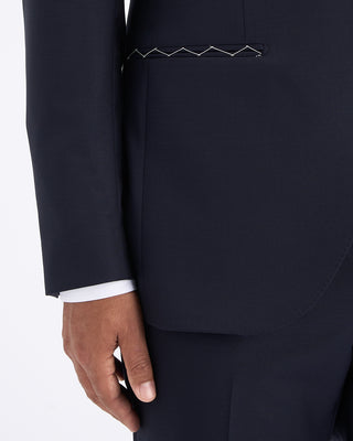 Luigi Bianchi Mantova Mantua Super 130S Navy All Season Solid Wool Suit Navy 10 11241
