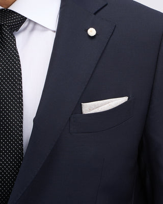 Luigi Bianchi Mantova Mantua Super 130S Navy All Season Solid Wool Suit Navy 11 11240