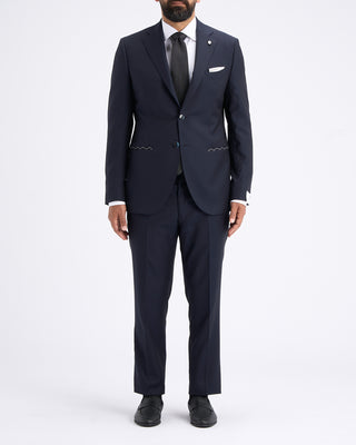 Luigi Bianchi Mantova Mantua Super 130S Navy All Season Solid Wool Suit Navy 1 11231