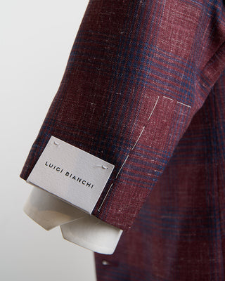 Luigi Bianchi Mantova Crimson  Indigo Check Summertime Jacket Red 1102