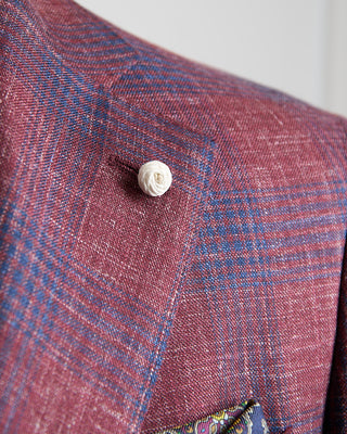 Luigi Bianchi Mantova Crimson  Indigo Check Summertime Jacket Red 198