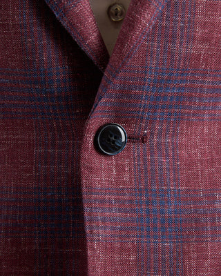 Luigi Bianchi Mantova Crimson  Indigo Check Summertime Jacket Red 199